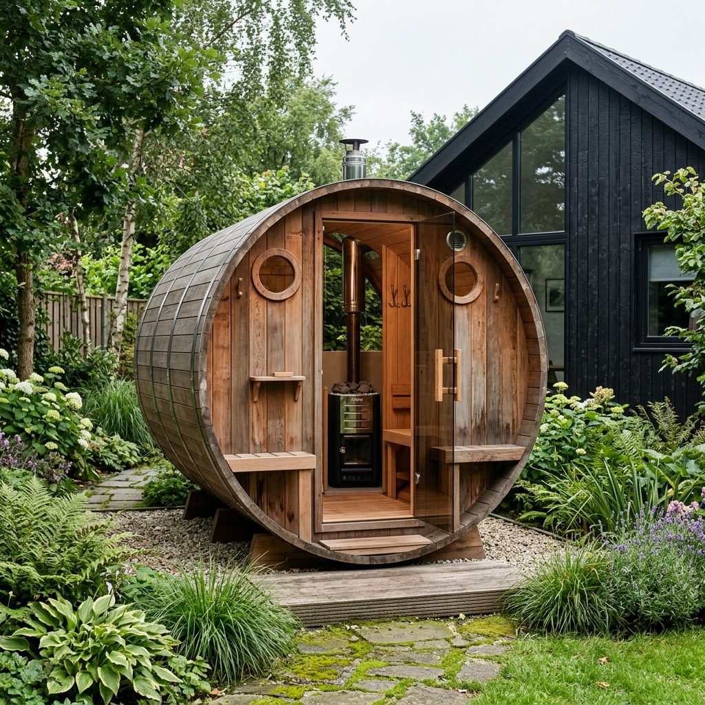 Barrelsauna L met kleedruimte